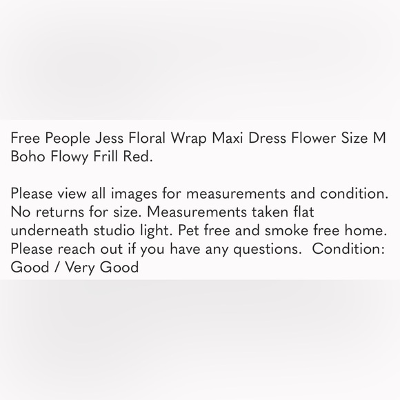 Free People Jess Floral Wrap Maxi Dress Flower Size M Boho Flowy Frill Red - Picture 9 of 11